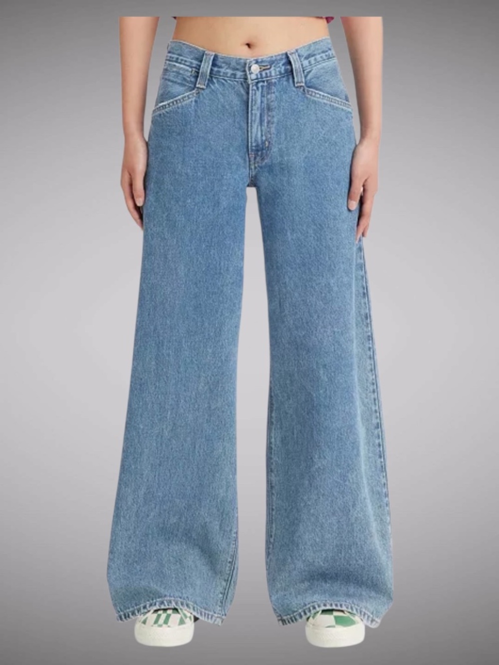 LEVI'S '94 Baggy Wide Leg Jeans 27x33 Med Wash 100% Cotton Mid Rise Raw Hem EUC
